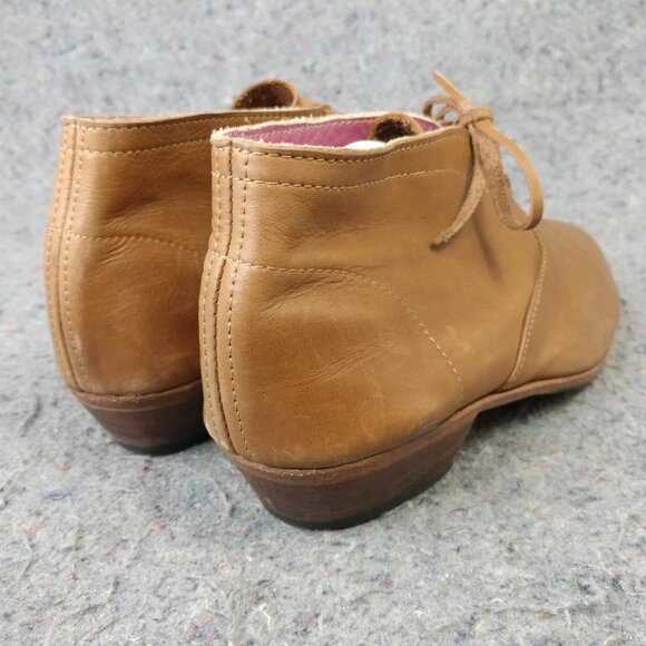 Vuiko Boots Womens 37 EU Ankle Boots Brown Soft Leather Block Heels Lace Up - Picture 6 of 11